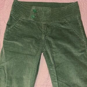 Vintage Clash Jeans Womens Size 9 Green Suede Flare Leg Flares Pants Y2K